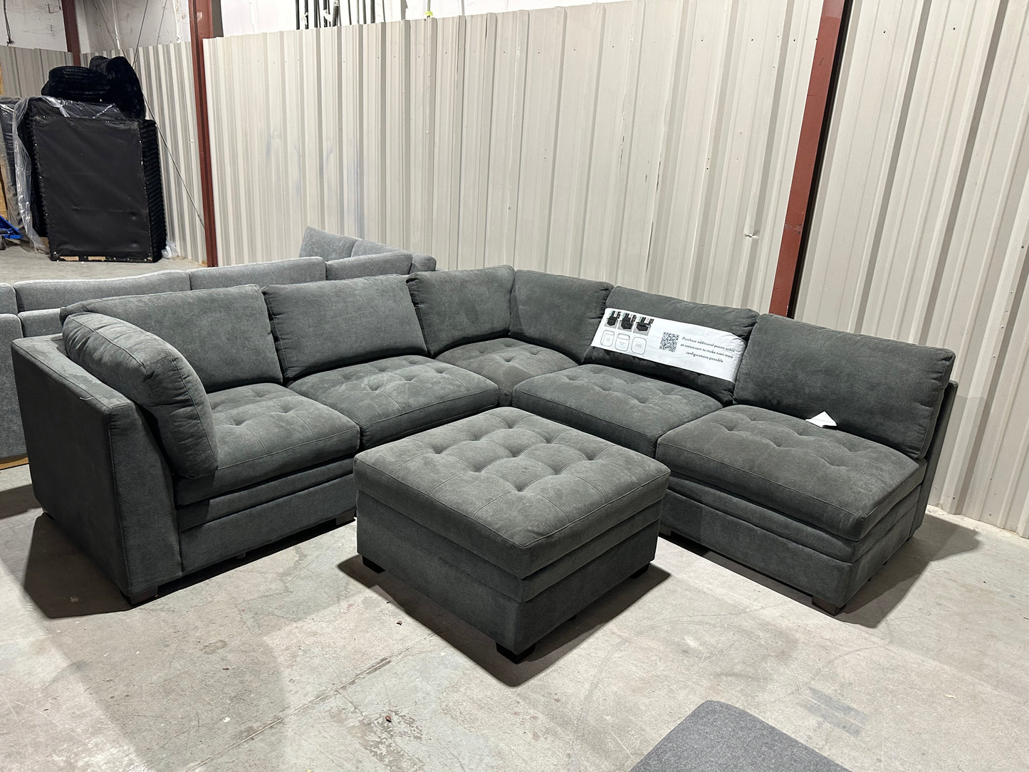 Modular 6 Piece Sectional with Storage Ottoman