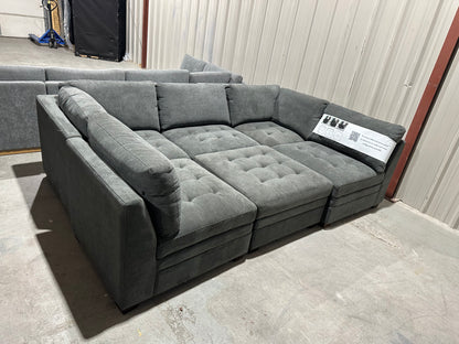 Modular 6 Piece Sectional with Storage Ottoman