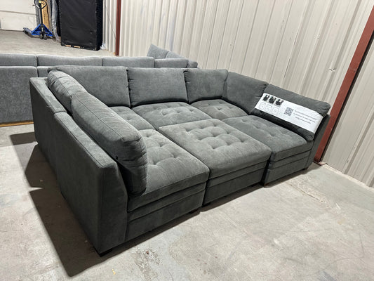 Modular 6 Piece Sectional with Storage Ottoman