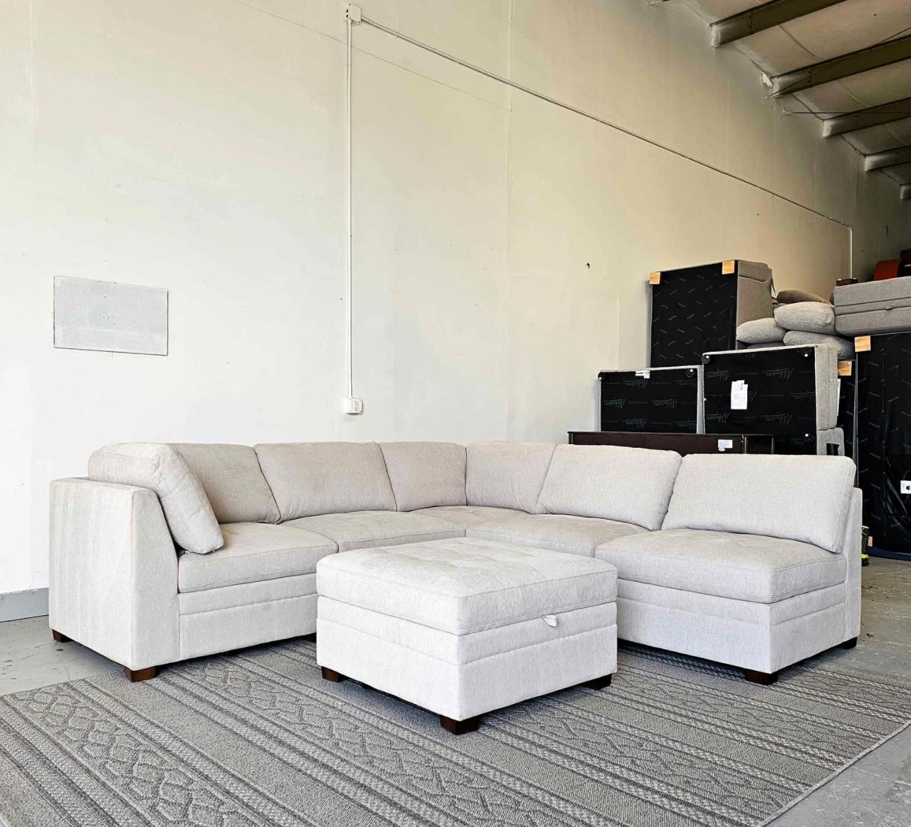 Modular 6 Piece Sectional with Storage Ottoman