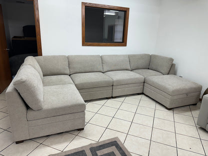 Modular 6 Piece Sectional with Storage Ottoman