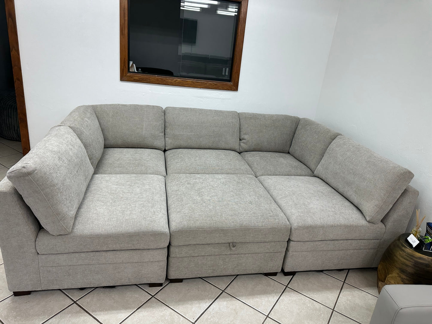 Modular 6 Piece Sectional with Storage Ottoman