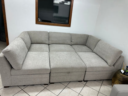Modular 6 Piece Sectional with Storage Ottoman