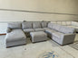 Fabric Sectional with Chaise and Storage Ottoman