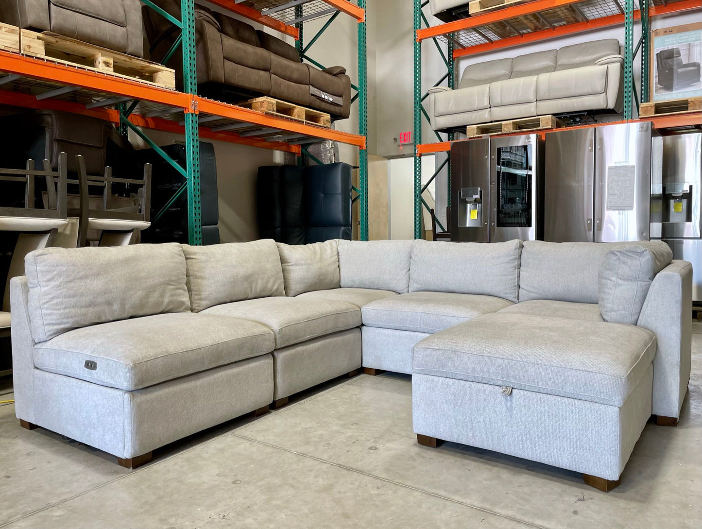 Modular Power Footrest Sectional with Storage Ottoman