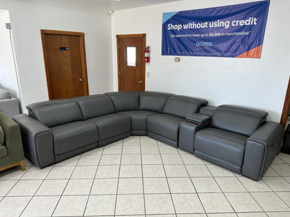 Modern Leather Reclining Sectional