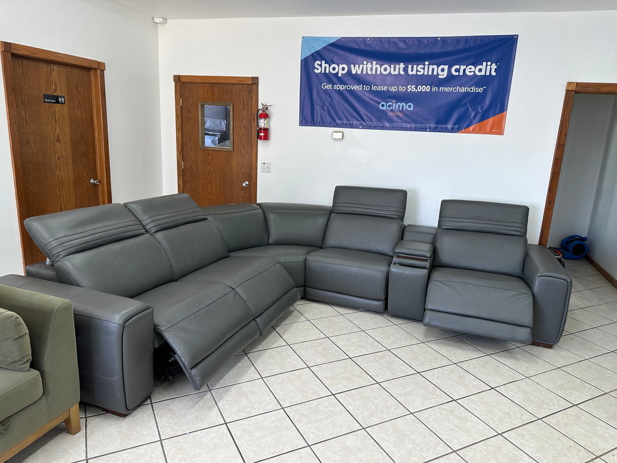Modern Leather Reclining Sectional