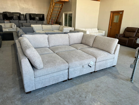 Modular 6 Piece Sectional with Storage Ottoman