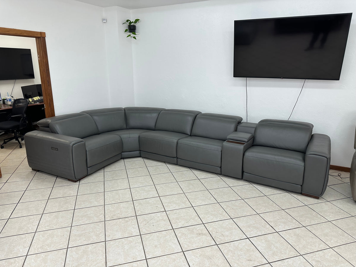 Modern Leather Reclining Sectional