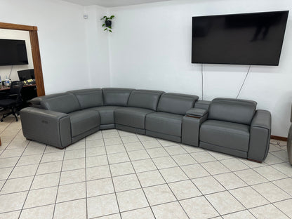 Modern Leather Reclining Sectional