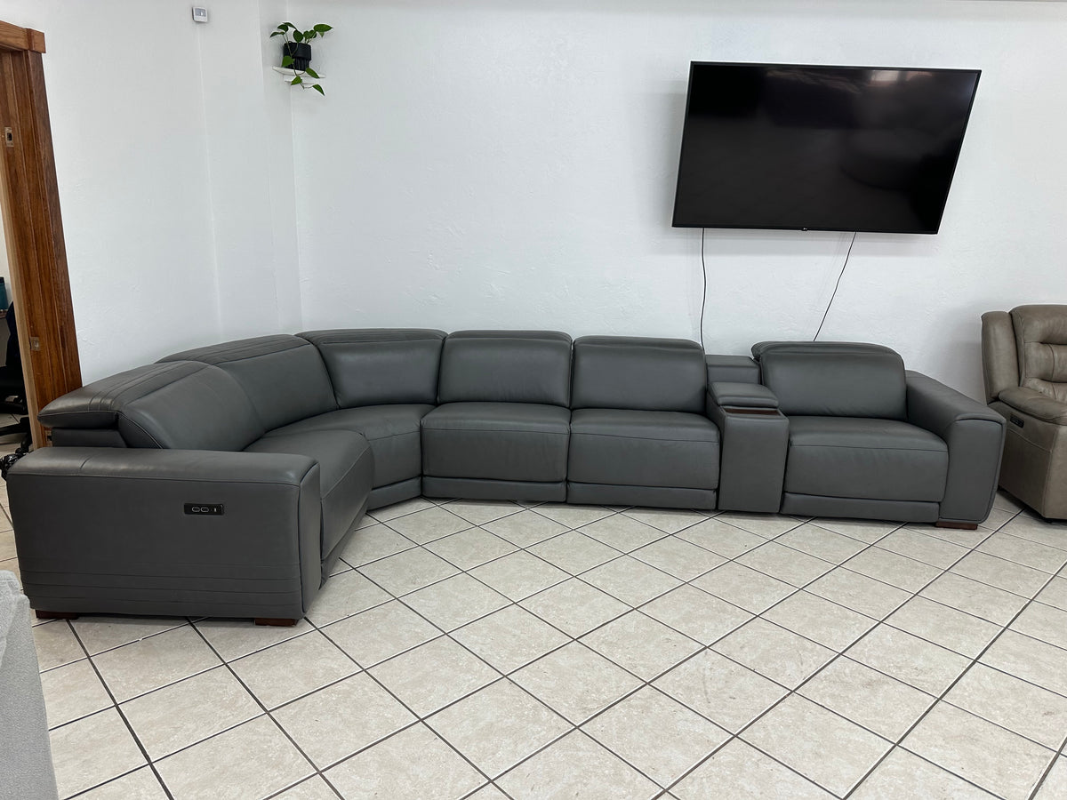 Modern Leather Reclining Sectional