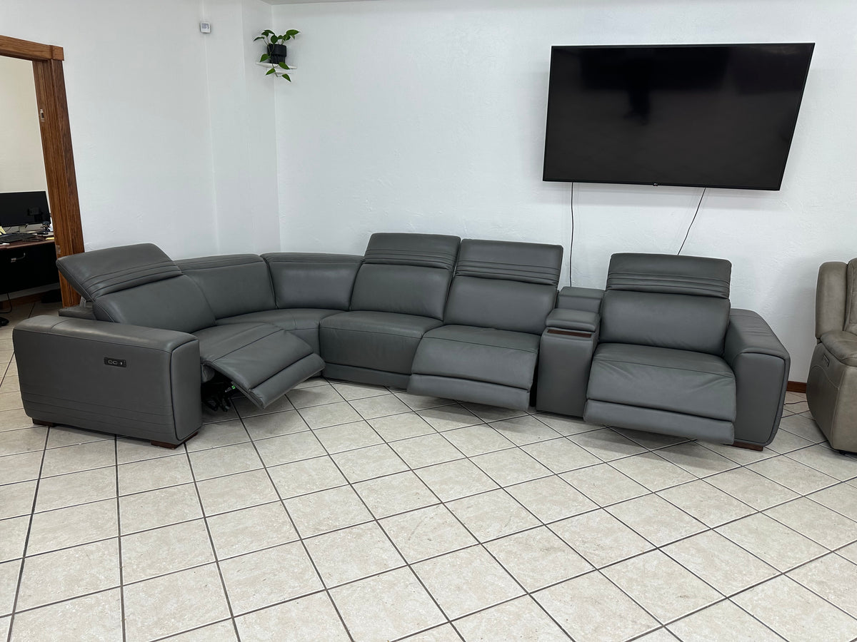 Modern Leather Reclining Sectional