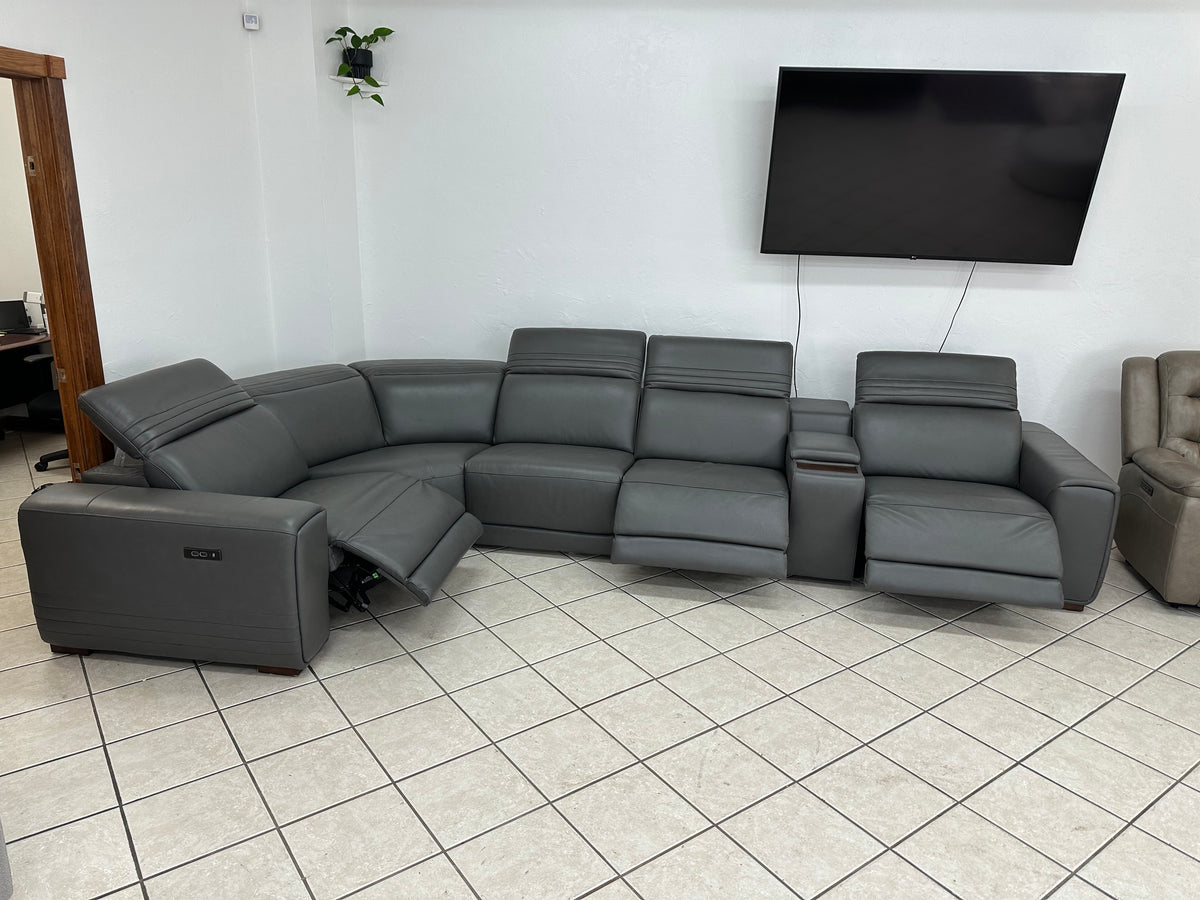 Modern Leather Reclining Sectional