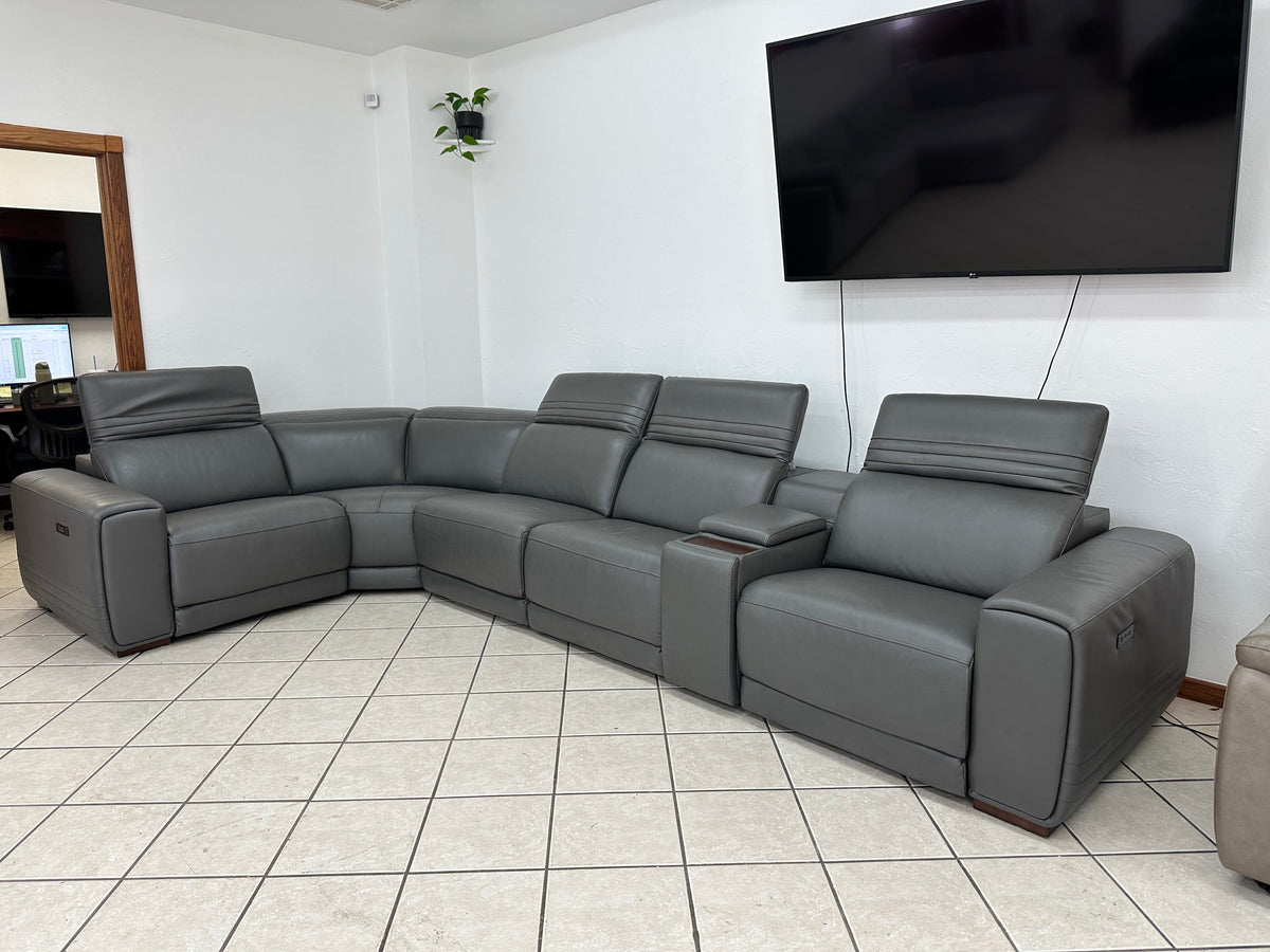 Modern Leather Reclining Sectional