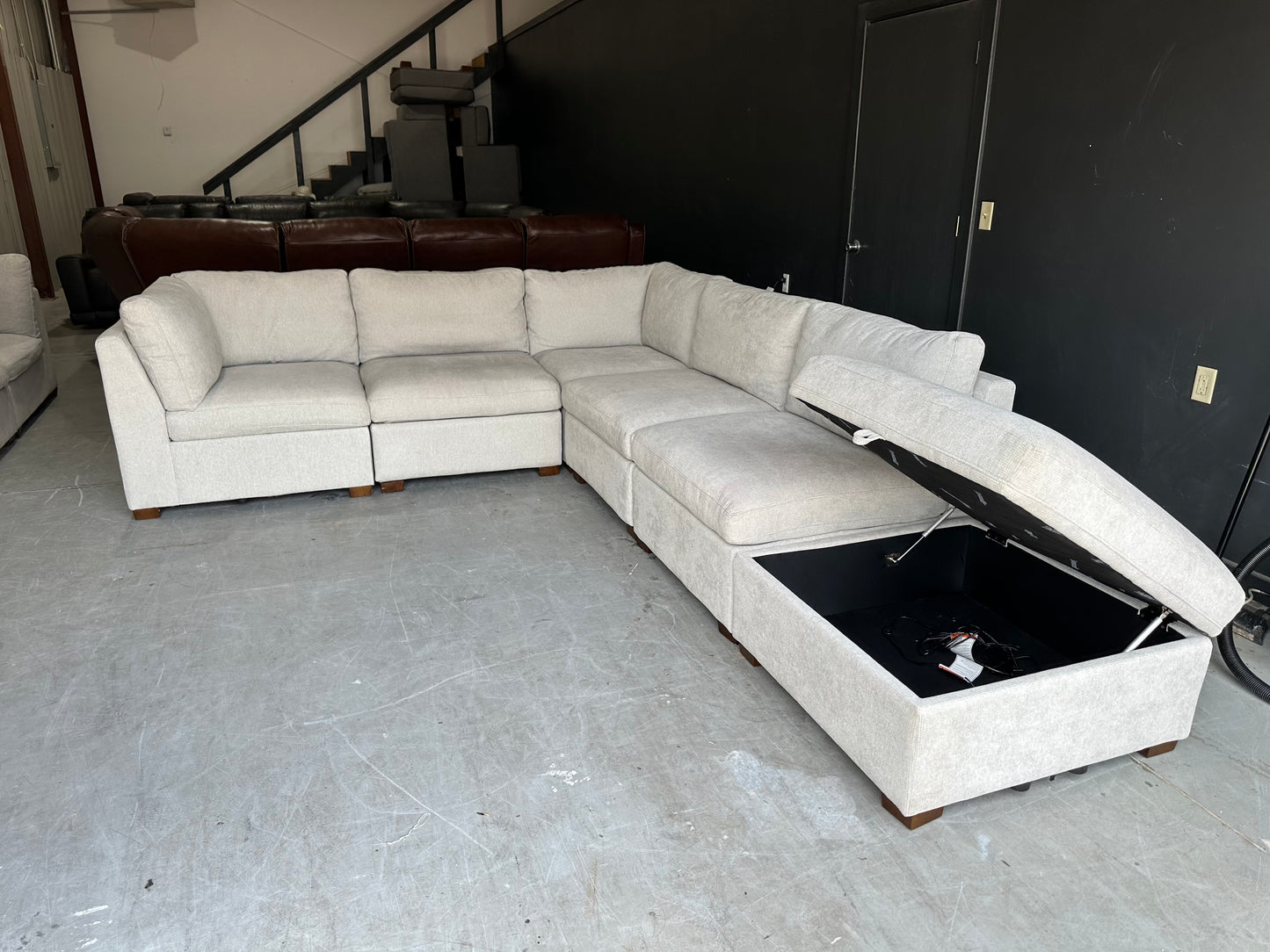 Modular Power Footrest Sectional with Storage Ottoman