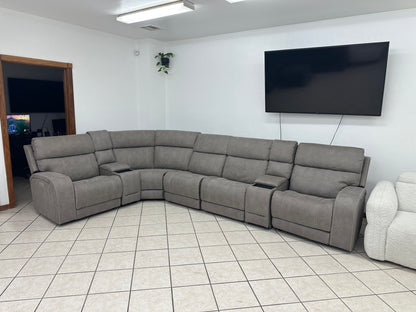 Fabric Power Reclining Sectional with Power Headrest & Power Lumbar