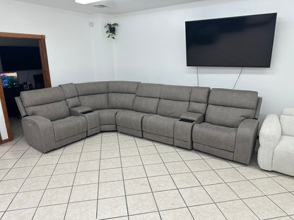 Fabric Power Reclining Sectional with Power Headrest & Power Lumbar