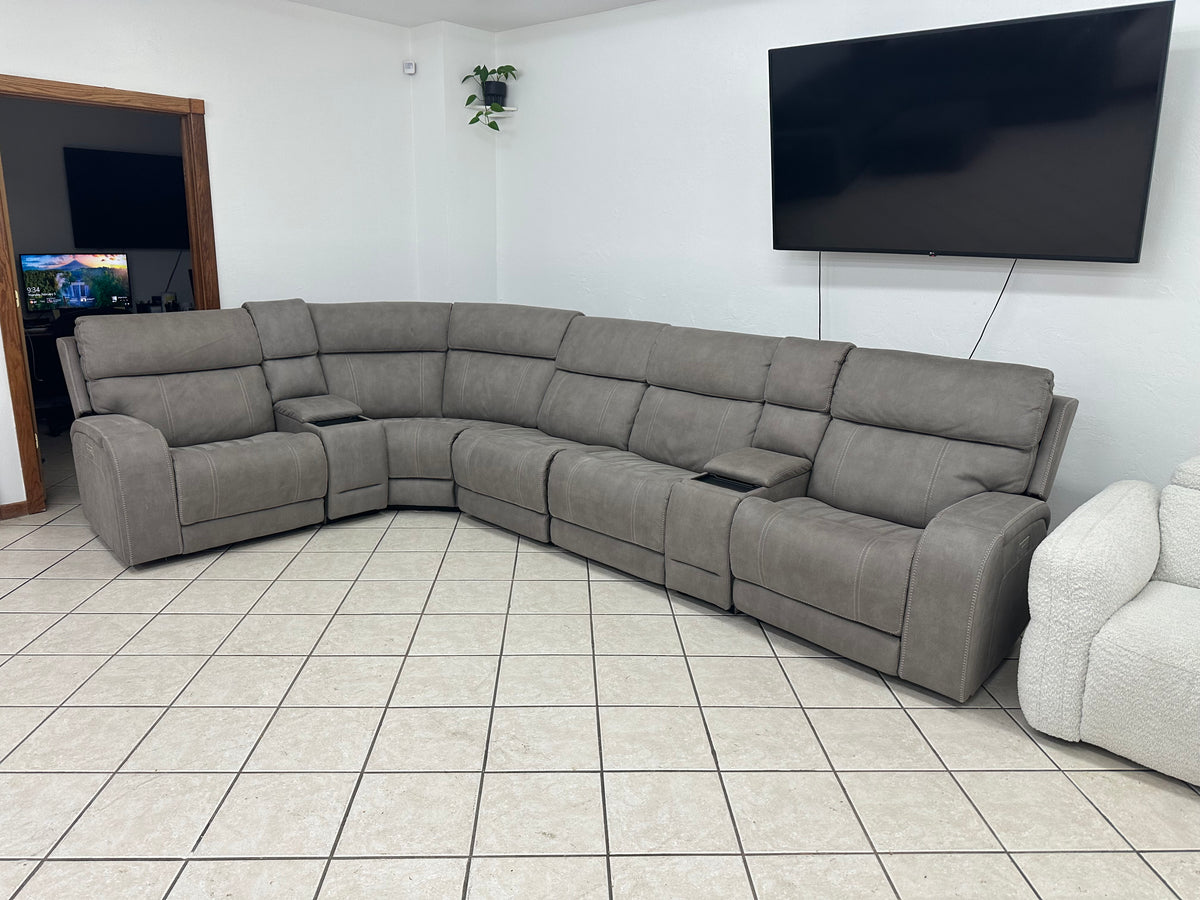 Fabric Power Reclining Sectional with Power Headrest & Power Lumbar