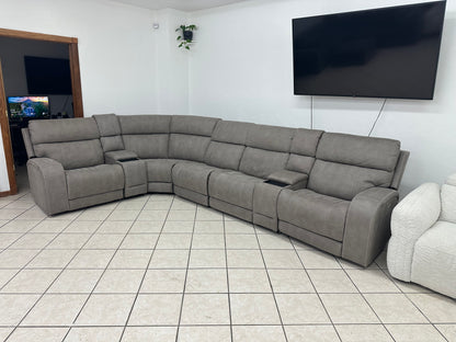 Fabric Power Reclining Sectional with Power Headrest & Power Lumbar