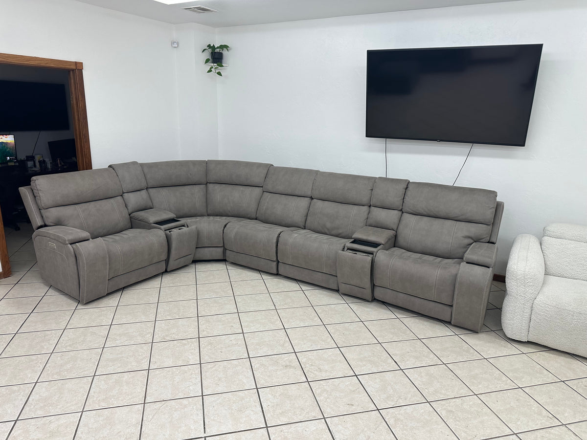 Fabric Power Reclining Sectional with Power Headrest & Power Lumbar