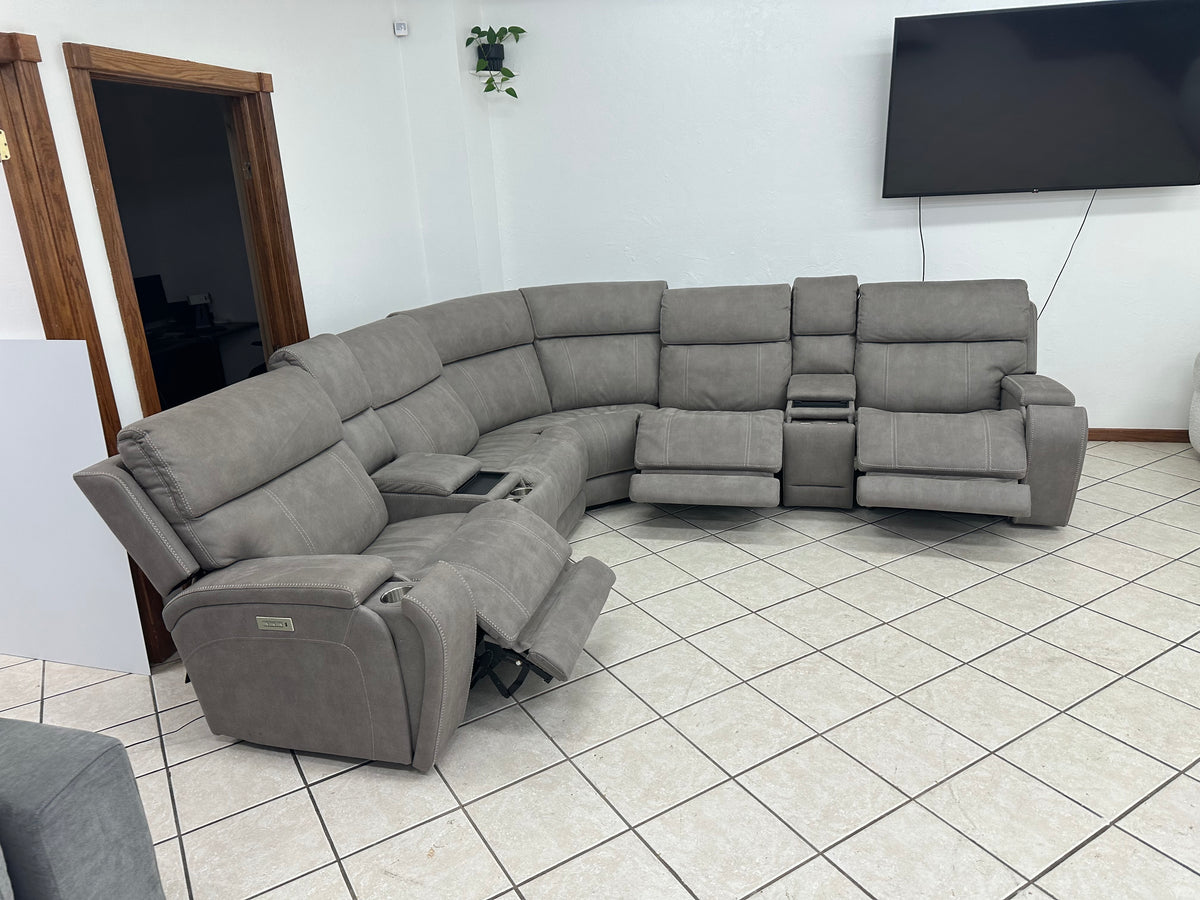 Fabric Power Reclining Sectional with Power Headrest & Power Lumbar