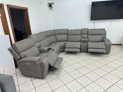Fabric Power Reclining Sectional with Power Headrest & Power Lumbar