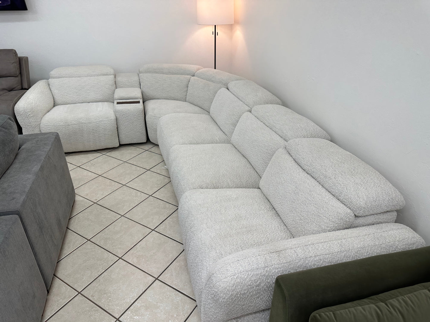 Boucle Fabric Power Reclining Sectional with Power Headrests