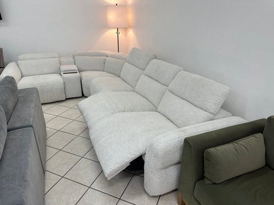 Boucle Fabric Power Reclining Sectional with Power Headrests