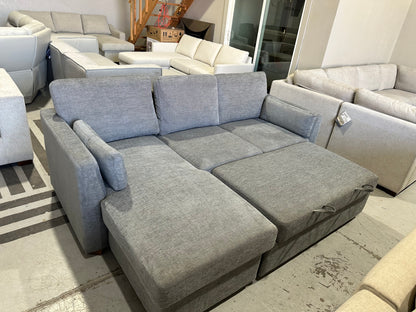 Fabric Sleeper Sofa with Reversible Chaise and Storage