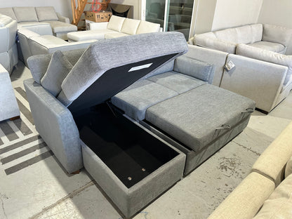 Fabric Sleeper Sofa with Reversible Chaise and Storage
