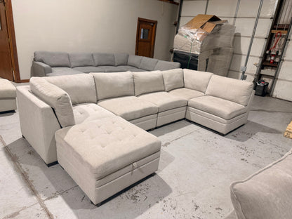 Modular 6 Piece Sectional with Storage Ottoman