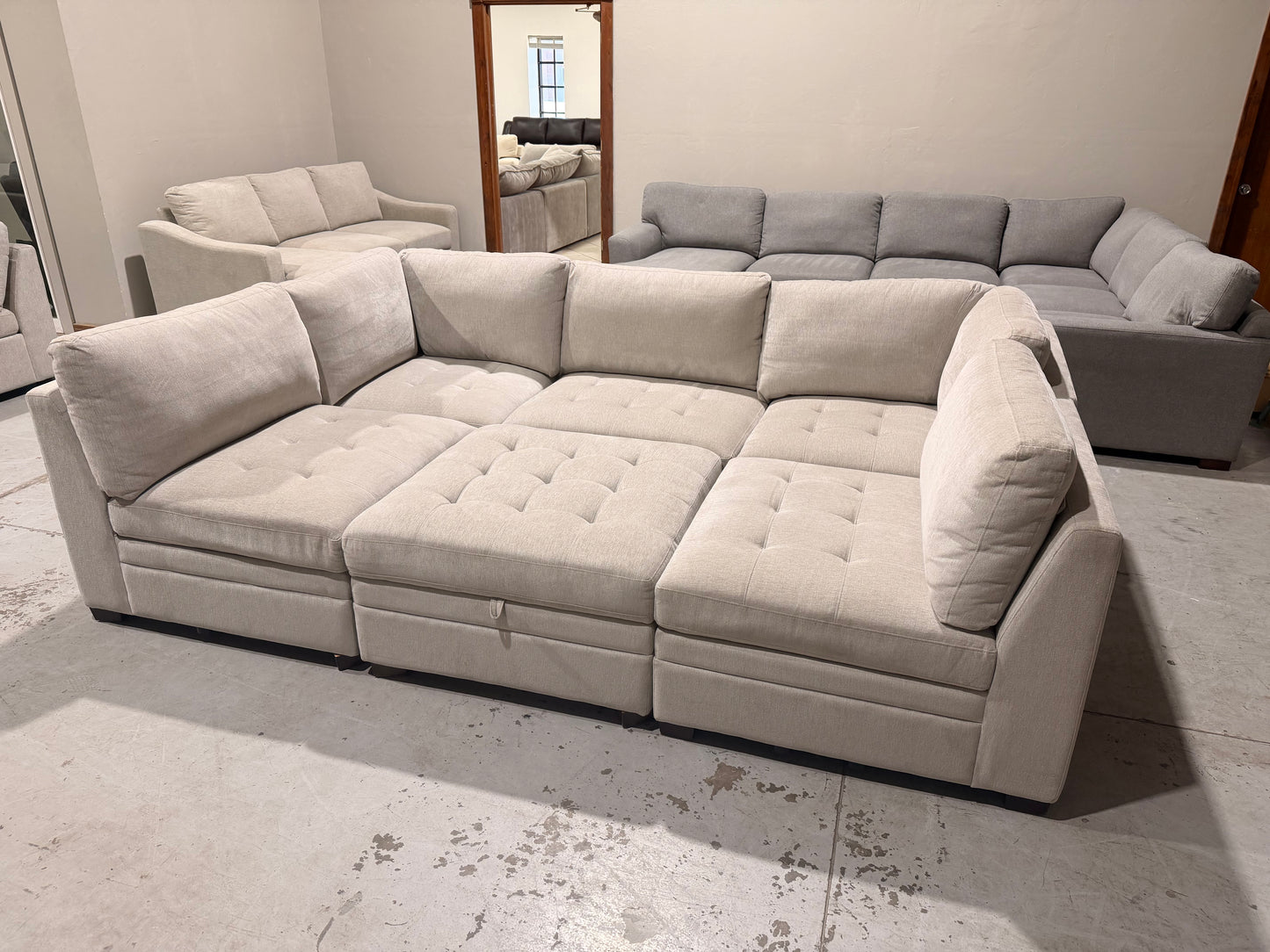 Modular 6 Piece Sectional with Storage Ottoman