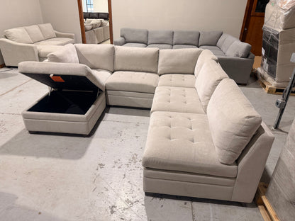 Modular 6 Piece Sectional with Storage Ottoman