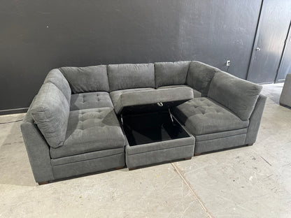 Modular 6 Piece Sectional with Storage Ottoman