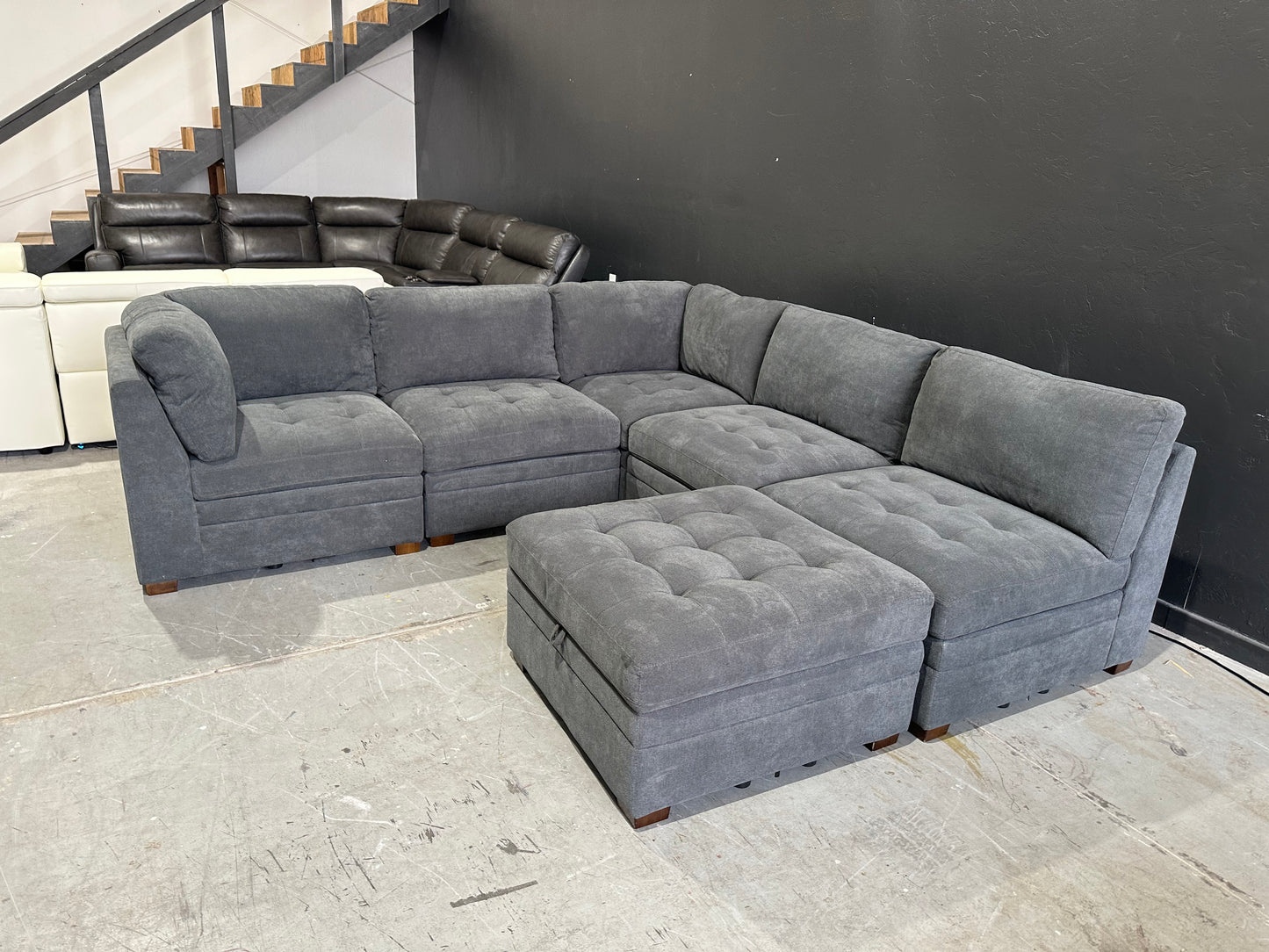 Modular 6 Piece Sectional with Storage Ottoman