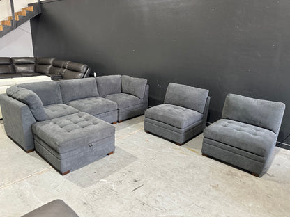 Modular 6 Piece Sectional with Storage Ottoman