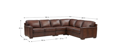 Brown Leather Sectional with Modular Seat