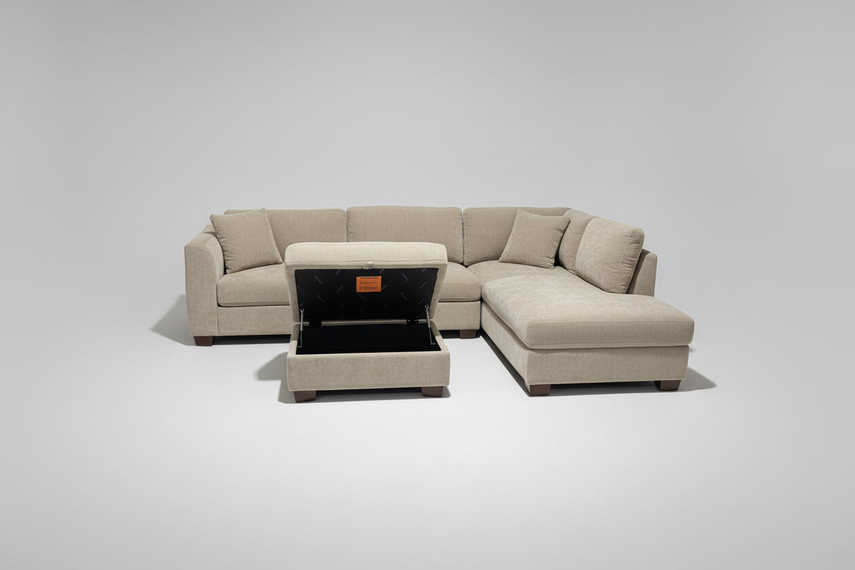 Bumper Sectional with Storage Ottoman