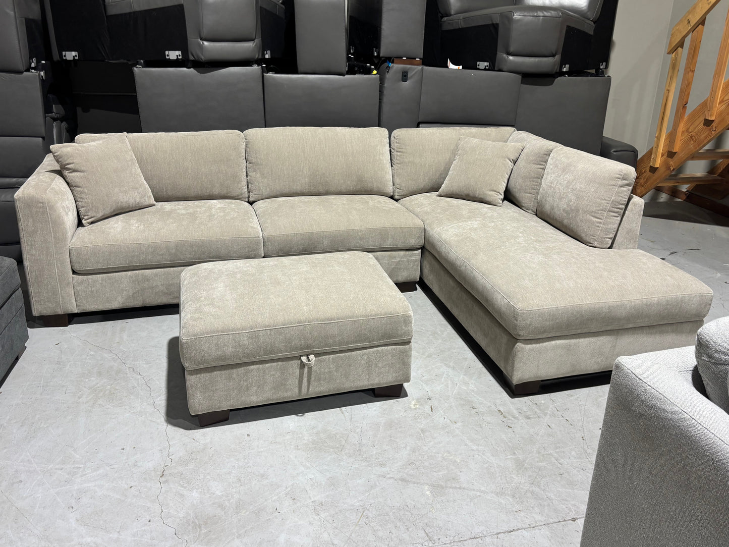 Bumper Sectional with Storage Ottoman